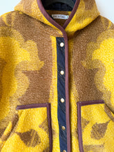 Load image into Gallery viewer, One-of-a-Kind:Mustard and Chartreuse Floral Ukrainian Blanket Hooded Flora Jacket (M)