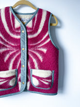 Load image into Gallery viewer, One-of-a-Kind: Ukrainian Vintage Raspberry Blanket Snap Front Vest (M)