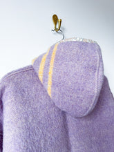 Load image into Gallery viewer, One-of-a-Kind: Vintage Lavender and Tan Geometric Wool Blanket Hooded Flora Jacket (M)
