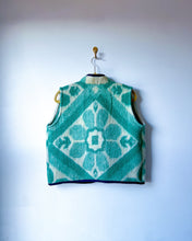 Load image into Gallery viewer, One-of-a-Kind: Ukrainian Kelly Green Floral Wool Blanket Snap Vest (L/XL)