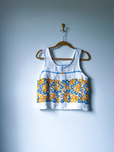 Load image into Gallery viewer, One-of-a-Kind: Vintage Linen Tablecloth Turnaround Tank (S)