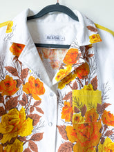 Load image into Gallery viewer, One-of-a-Kind: Vintage Autumn Rose Tablecloth Shaftsbury Shirt (L)