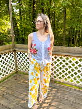 Load image into Gallery viewer, One-of-a-Kind: Vintage Yellow Daisy Tablecloth Easy Pant (S/M)