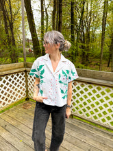 Load image into Gallery viewer, One-of-a-Kind: White Floral Vintage Tablecloth Shaftsbury Shirt (M)