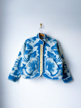 Load image into Gallery viewer, One-of-a-Kind: Blue Floral Wool Ukrainian Blanket Flora Jacket (M)