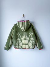 Load image into Gallery viewer, One-of-a-Kind: Green Floral Ukrainian Blanket Hooded Flora Jacket (S)