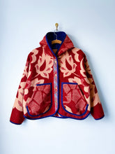 Load image into Gallery viewer, One-of-a-Kind: Rust Floral Wool Ukrainian Blanket Hooded Flora Jacket (M)