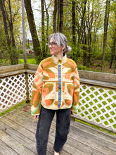 Load image into Gallery viewer, One-of-a-Kind: Orange and Green Floral Ukrainian Blanket Flora Jacket (M)