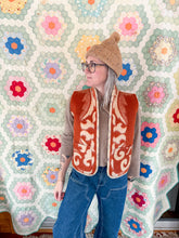 Load image into Gallery viewer, One-of-a-Kind: Copper Floral Ukrainian Blanket Vest (XS-M)
