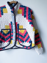 Load image into Gallery viewer, One-of-a-Kind: Indigo and Berry Log Cabin Flora Jacket (S)