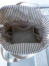 Load image into Gallery viewer, One-of-a-Kind: Tea-dyed Diamond Block Project Bag (with detachable strap)