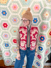 Load image into Gallery viewer, One-of-a-Kind: Fuchsia Floral Ukrainian Blanket Vest (XS-M)