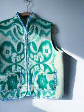 Load image into Gallery viewer, One-of-a-Kind: Green Floral Paisley Wool Blanket Vest (L-XL)
