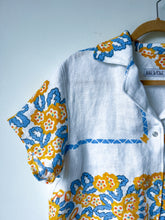 Load image into Gallery viewer, One-of-a-Kind: Vintage Linen Tablecloth Shaftsbury Shirt (S)