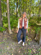 Load image into Gallery viewer, One-of-a-Kind: Brown and Tan Floral Vintage Blanket Vest (XS-M)