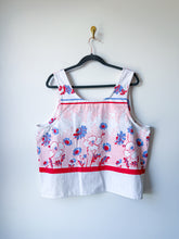 Load image into Gallery viewer, One-of-a-Kind: Vintage Periwinkle Floral Tablecloth Pearl Snap Tank (L)