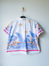 Load image into Gallery viewer, One-of-a-Kind: Vintage Fern and Pussy Willow Tablecloth Shaftsbury Shirt (M)