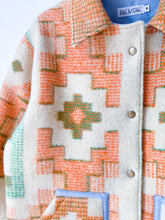 Load image into Gallery viewer, One-of-a-Kind: Geometric Floral Wool Blanket Chore Coat (M)