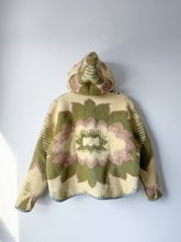Load image into Gallery viewer, One-of-a-Kind: Butter Yellow and Floral Ukrainian Blanket Hooded Flora Jacket (S)