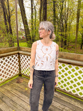 Load image into Gallery viewer, One-of-a-Kind: Cutwork Embroidered Coverlet Turnaround Tank (S)