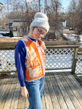 Load image into Gallery viewer, One-of-a-Kind: Tangerine Floral Wool Blanket Snap Front Vest (M)