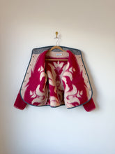 Load image into Gallery viewer, One-of-a-Kind: Burgundy Floral Ukrainian Blanket Flora Jacket (M)