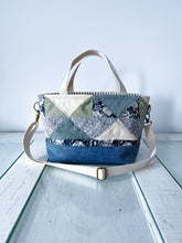 Load image into Gallery viewer, One-of-a-Kind: Tea-dyed Diamond Block Project Bag (with detachable strap)