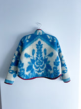 Load image into Gallery viewer, One-of-a-Kind: Blue Floral Wool Blanket Flora Jacket (S)