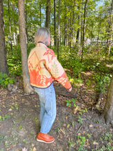Load image into Gallery viewer, One-of-a-Kind: Red & Green Floral Vintage Ukrainian Blanket Flora Jacket (S)