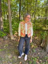Load image into Gallery viewer, One-of-a-Kind: Green and Red Floral Vintage Blanket Vest (XS-M)