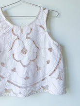 Load image into Gallery viewer, One-of-a-Kind: Cutwork Embroidered Coverlet Turnaround Tank (S)