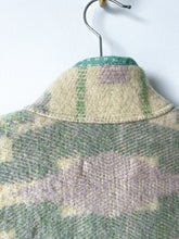 Load image into Gallery viewer, One-of-a-Kind: Green and Lavender Art Deco Floral Wool Blanket Flora Jacket (XS)