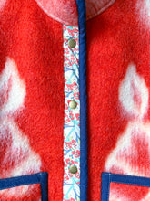 Load image into Gallery viewer, One-of-a-Kind: Coral Orange Floral Ukrainian Blanket Flora Jacket (L)