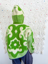 Load image into Gallery viewer, One-of-a-Kind: Spring Green Floral Ukrainian Blanket Hooded Flora Jacket (M)