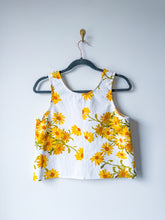 Load image into Gallery viewer, One-of-a-Kind: Vintage Black Eyed Susan Tablecloth Pearl Snap Tank (S)
