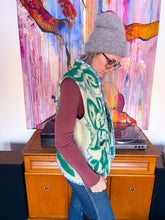 Load image into Gallery viewer, One-of-a-Kind: Green Floral Paisley Wool Blanket Vest (L-XL)