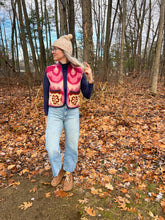 Load image into Gallery viewer, One-of-a-Kind: Ukrainian Floral Wool Blanket Colorblock Cropped Vest (XS-S)