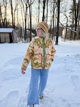 Load image into Gallery viewer, One-of-a-Kind: Green and Orange woven Floral Ukrainian Blanket Flora Jacket (L)