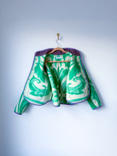 Load image into Gallery viewer, One-of-a-Kind: Green Floral Ukrainian Blanket Flora Jacket (S)