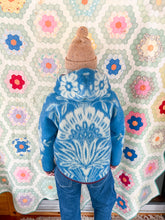 Load image into Gallery viewer, One-of-a-Kind: Blue Floral Ukrainian Blanket Hooded Flora Jacket (S)
