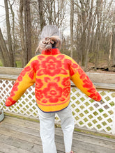 Load image into Gallery viewer, One-of-a-Kind: Red and Goldenrod Floral Ukrainian Blanket Flora Jacket (S)