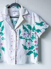 Load image into Gallery viewer, One-of-a-Kind: White Floral Vintage Tablecloth Shaftsbury Shirt (M)