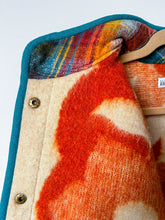 Load image into Gallery viewer, One-of-a-Kind: Fall Orange Floral Ukrainian Wool Blanket Flora Jacket (M)