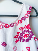 Load image into Gallery viewer, One-of-a-Kind: Vintage Cherry Red and Purple Floral Tablecloth Turnaround Tank (M)