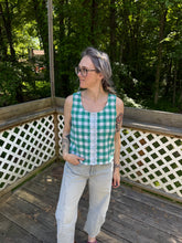 Load image into Gallery viewer, One-of-a-Kind: Tablecloth Mashup Pearl Snap Tank (S)