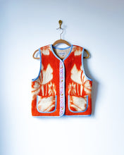 Load image into Gallery viewer, One-of-a-Kind: Tangerine Floral Wool Blanket Snap Front Vest (M)