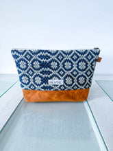 Load image into Gallery viewer, One-of-a-Kind: Antique Navy Woven Coverlet Zip Pouch