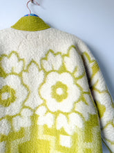 Load image into Gallery viewer, One-of-a-Kind: Celery Floral Ukrainian Wool Blanket Flora Jacket (M)