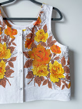 Load image into Gallery viewer, One-of-a-Kind: Vintage Autumn Rose Tablecloth Pearl Snap Tank (M)