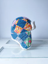 Load image into Gallery viewer, One-of-a-Kind: Indigo Nine Patch Aviator Hat (Adult S/M)